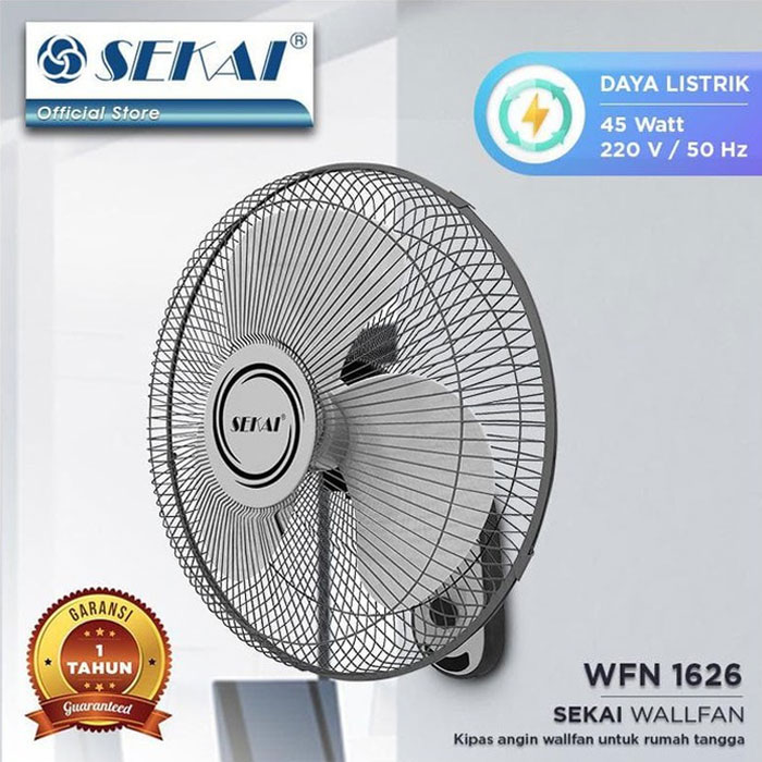 Sekai Kipas Angin Dinding Wall Fan Hitam 16 Inch - WFN 1626